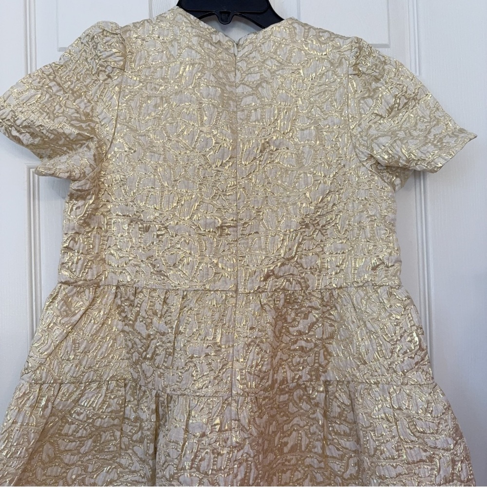 J.CREW Crewcuts Collection Girls puff-sleeve dress in metallic leopard jacquard - Picture 9 of 9